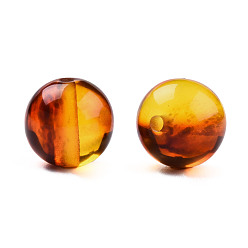Gold Resin Imitation Amber Beads, Round, Gold, 12x11.5mm, Hole: 1.5~3mm