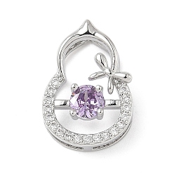 Платина Латунные микро проложить кубического циркония подвески, Горлянка, платина, 17x12x5.5 мм, отверстия: 1x6 мм / 3x6.5 мм