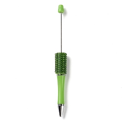 Lawn Green Plastic & Iron Beadable Pens, Ball-Point Pen, with Rhinestone, for DIY Personalized Pen with Jewelry Bead, Lawn Green, 145x14.5mm
