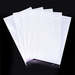 White Pearl Film Cellophane Bags, OPP Material, Self-Adhesive Sealing, with Hang Hole, Rectangle, White, 21~21.5x10cm, Unilateral Thickness: 0.045mm, Inner Measure: 16x10cm