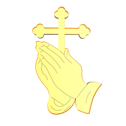 Gold Praying Hands with Cross Acrylic Cake Toppers, Cake Inserted Cards, Cake  Decorations, Religion, Gold, 75x50mm