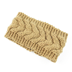 Pale Goldenrod Polyacrylonitrile Fiber Yarn Warmer Headbands, Soft Stretch Thick Cable Knit Head Wrap for Women, Pale Goldenrod, 210x110mm