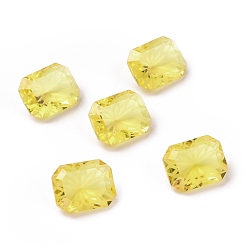 Light Topaz Glass Rhinestone Cabochons, Pointed Back, Rectangle, Light Topaz, 10x8x4.7mm