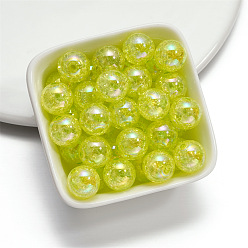 Green Yellow Baking Painted Crackle Glass Beads, Round, Green Yellow, 16mm, Hole: 2mm, 10pcs/bag
