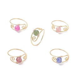 Light Gold Кольца из натурального турмалина, с медной проволокой, золотой свет, 8.5 мм, размер США 10 (19.8 мм)