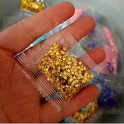Золотистый Звездчатые пластиковые блестящие порошковые наполнители, уф-наполнитель смолы, эпоксидная смола пломбировочный материал, для изготовления поделки из смолы, золотые, 5 мм, 5 г / мешок