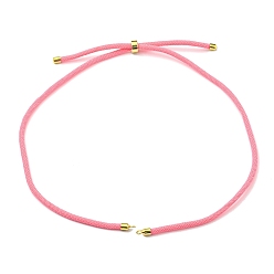 Hot Pink Nylon Cords Necklace Making, with Golden Brass Findings, Long-Lasting Plated, Hot Pink, 22~22.8 inch(56~58cm), Hole: 1.7mm