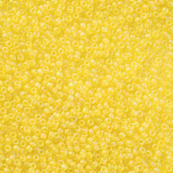 Желтый Fgb 8/0 круглый стеклянный бисер класса А, прозрачный матовый стиль, с покрытием AB цвета, желтые, 3x2 мм, отверстие : 1 мм, Около 10000 шт / фунт