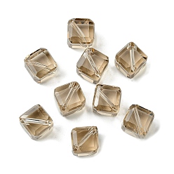 Tan Glass Imitation Austrian Crystal Beads, Faceted, Square, Tan, 7x7x7mm, Hole: 0.9mm