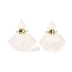 Хрусталь Кулоны для духов из натурального кварца, с 304 фурнитурой из нержавеющей стали, граненые, двойные остроконечные шармы-пули, золотые, 31~32x29~31x18 мм, отверстие : 1.9 мм