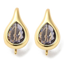 Thistle Rack Plating Real 18K Gold Plated Brass Teardrop Dangle Earrings, with Cubic Zirconia, Long-Lasting Plated, Lead Free & Cadmium Free, Thistle, 17.5x9x9mm