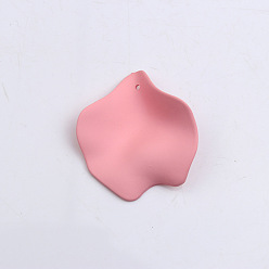 Pink Spray Painted Acrylic Pendants, Pearlized, Petaline, Pink, 35mm, about 10 pcs/set