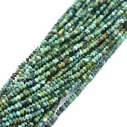 Natural Turquoise Natural Turquoise Beads Strands, Faceted, Rondelle, 1.5~1.8x1mm, Hole: 0.5mm, about 274pcs/strand, 15.3 inch(39cm)