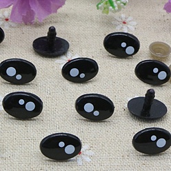Black Oval Plastic Craft Safety Screw Noses, with Shim, Doll Making Supplies, Black, 9x7mm