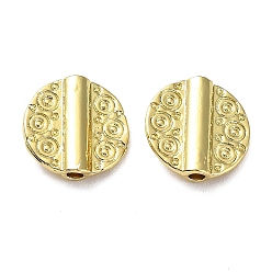 Real 18K Gold Plated Rack Plating Alloy Beads, Long-Lasting Plated, Lead Free & Cadmium Free, Textured, Flat Round, Real 18K Gold Plated, 10x2.5mm, Hole: 1.4mm