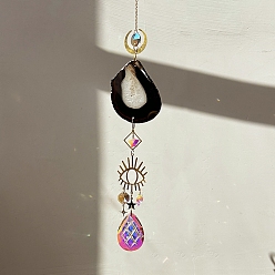 Черный Подвеска-ловец солнца из хрустального стекла агата, создатель радуги, украшение сада и дома своими руками, чёрные, 500 мм