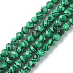 Malachite Synthetic Malachite Beads Strands, Faceted, Round, 2mm, Hole: 0.7mm, about 204pcs/strand, 15.16 inch(38.5cm)