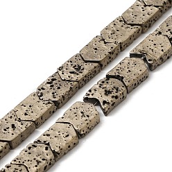 Light Gold Plated Electroplated Natural Lava Rock Beads Strands, Arrow, Light Gold Plated, 8~8.5x7x2.5mm, Hole: 0.9mm, about 56pcs/strand, 16.14''(41cm)