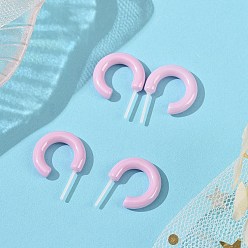 Pink Hypoallergenic Bioceramics Zirconia Ceramic Ring Stud Earrings, Half Hoop Earrings, No Fading and Nickel Free, Pink, 15x3.5x13.5mm