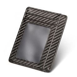 Silver Carbon Fiber Stripe Microfiber Card Case, Slim Minimalist Card Holder for Men, Rectangle, Silver, 115x80mm
