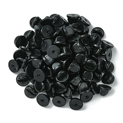 Black Silicone Brooch Findings, Rubber Pin Backs Comfort Fit Tie Tack, Black, 10x6mm, Hole: 1mm