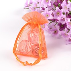Orange Organza Gift Bags, Orange, 7x5x0.2cm