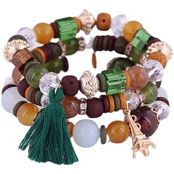 8# Metal Tower Tassel Candy Bead Multi-layer Fashion Bracelet for Chic Style