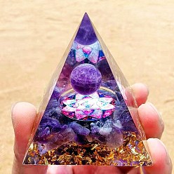 1. Amethyst Crystal Ball Epoxy Pyramid Ornament Home Office Decoration Natural Crystal Gravel Resin Crafts