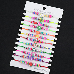 12 sets Colorful Children's Friendship Bracelet - Apple Dragon Fruit Soft Clay Fruit Series Woven Bracelet
