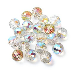 Alice Blue AB Color Plated Glass Beads, Faceted Round, Alice Blue, 10x9mm, Hole: 1.5mm