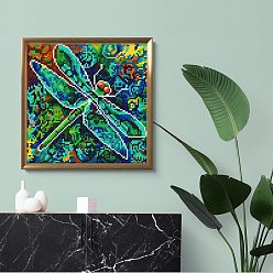 Dragonfly Luminous DIY Diamond Painting Kits, including Painting Cloth, Resin Rhinestones, Diamond Sticky Pen, Tray Plate and Glue Clay, Dragonfly, Cloth: 400x300mm