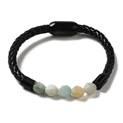 Chip Браслет из бисера 8мм с бриллиантовой огранкой и магнитной застежкой из нержавеющей стали - натуральная кожа, Мужской., чип, 0.1 см