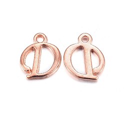 Letter D Rose Gold Plated Alloy Letter Pendants, Rack Plating, Cadmium Free & Lead Free, Letter.D, 13x11x2mm, Hole: 1.5mm
