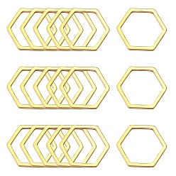 Золотой 304 из нержавеющей стали связывание кольцо, шестиугольник, золотые, 13.5x12x0.8 мм