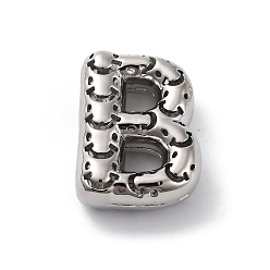 Letter B Латунные подвески, стойки покрытие, долговечный, без кадмия и без свинца, подвески с полыми буквами, В письме, 22.5x17x8.5 мм, отверстие : 4.7x3 мм