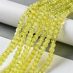 Yellow Spray Painted Crackle Glass Beads Strands, Round, Yellow, 4mm, Hole: 1.1~1.3mm, about 200pcs/strand, 31.4 inch