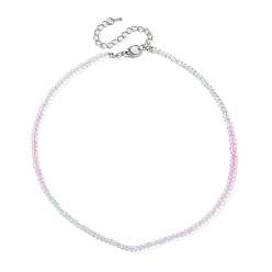 Pearl Pink Faceted Rondelle Glass Beaded Necklace for Women, with Alloy Clasps, Pearl Pink, 16.14 inch(41cm), 3mm