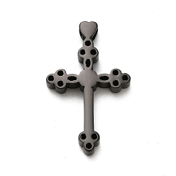 Черный 304 подвески из нержавеющей стали, крестик, ионное покрытие (ip), чёрные, 31x19x4 мм, отверстие : 3 мм