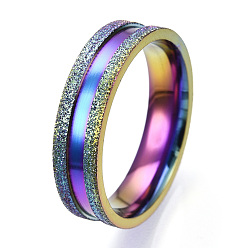 Rainbow Color 201 рифленое кольцо из нержавеющей стали для мужчин и женщин, Радуга цветов, внутренний диаметр: 21 мм, широк: 6 мм