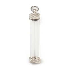 Platinum Acrylic Empty Bottle Tube Vial Pendants, with Brass Findings, Platinum, 63.5mm