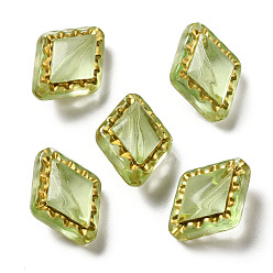 Желто-Зеленый Прозрачные акриловые бусины, ромб, желто-зеленый, 18x14x8.5 мм, отверстие : 1.5 мм, о: 530 шт / 500 г