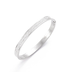 Серебро 201 Шарнирные браслеты из нержавеющей стали со стразами для женщин, серебряные, внутренний диаметр: 2-3/8 дюйм (6 см)