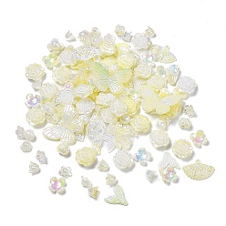 Champagne Yellow DIY Imitation Pearl Style Jewelry Making Finding Kit, Including Plastic Bead & Cabochon & Link & Pendants, Butterfly/Fan/Flower/Fishtail/Round Shapes, Champagne Yellow, 6~40x10~40x2.5~12mm, Hole: 1.4~3.2mm, about 645pcs/500g