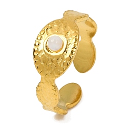 Натуральный Агат Кольца из натурального агата, овальные золотистые тона 304 манжеты из нержавеющей стали для женщин, 9.5 мм, регулируемый