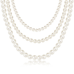56516 Stylish and Bold Multi-Layer Pearl Necklace for Women - Perfect Statement Piece!