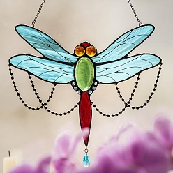 Dragonfly Stained Acrylic Window Hanger Panel, for Suncatcher Window Hanging Decoration, Dragonfly, 365mm
