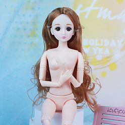 Camel Plastic Movable Joints Action Figure Body, with Head & Long Curly Hairstyle, for Female BJD Doll Accessories Marking, Camel, 300mm