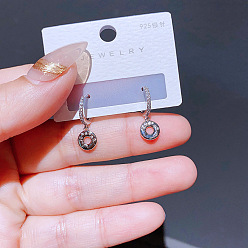 Donut Delicate Zircon Inlaid Snack Love-shaped Earrings - Sweet Ear Studs, Exquisite Design