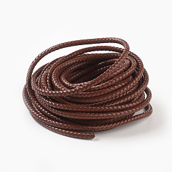Saddle Brown Braided Leather Cord, Leather Jewelry Cord, Jewelry DIY Making Material, Dyed, Round, Saddle Brown, 6mm, about 10.93 yards(10m)/bundle