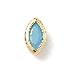 Темно-Голубой Кабошоны из кубического циркония с микропаве из латуни с эффектом «конский глаз», стойки покрытие, долговечный, без свинца и без кадмия, реальный 18 k позолоченный, глубокое синее небо, 6.5x4x3 мм